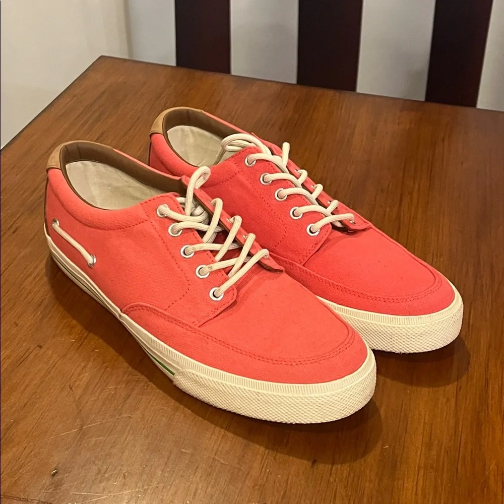 Polo Ralph Lauren Vance Side Lace Deck Boat Shoes Sneakers Pink Mens Size 11.5